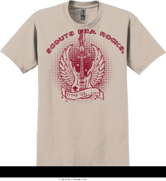 Guitar and Angel Wings with Banner T-shirt Design