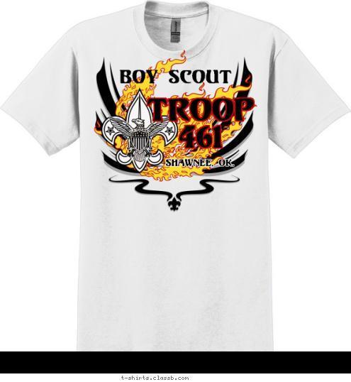 Making Fires
Since
1929 Shawnee, OK. TROOP
461 Boy Scout T-shirt Design 