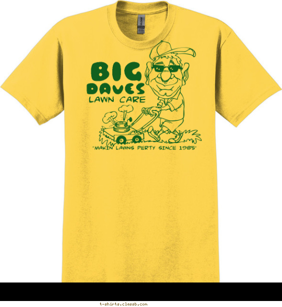 Caricature Push Lawnmower T-shirt Design