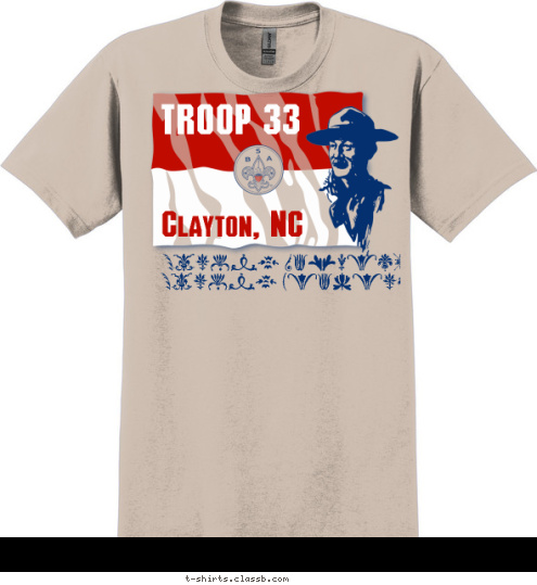 Clayton, NC TROOP 33 Strong Values, Strong Leaders T-shirt Design 