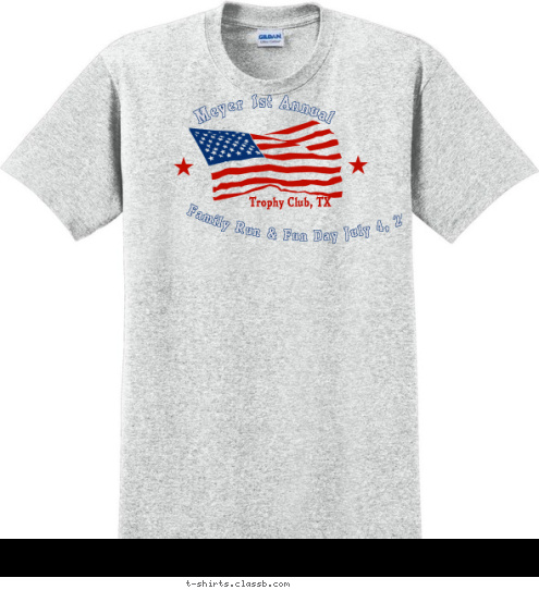 Meyer 1st Annual Trophy Club, TX Family Run & Fun Day July 4, 2009 T-shirt Design 