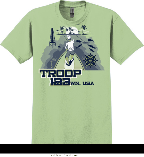 Your text here! New Text ANYTOWN, USA TROOP 123 TROOP 123 T-shirt Design SP4568