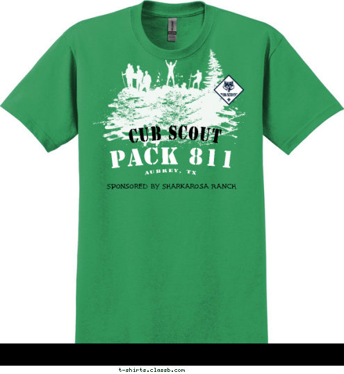 Sponsored by Sharkarosa Ranch Pack 811 Aubrey, TX Cub Scout T-shirt Design 