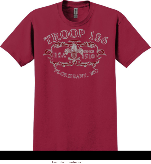 TROOP 186 SINCE 1910 BSA FLORISSANT, MO T-shirt Design 