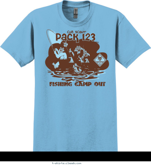 Pack 123 FISHING CAMP OUT ANYTOWN, USA CUB SCOUT T-shirt Design 