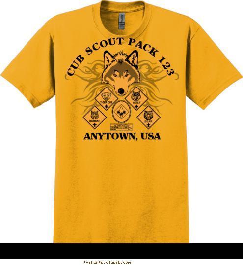 CUB SCOUT PACK 123 CUB SCOUT PACK 123 ANYTOWN, USA T-shirt Design 