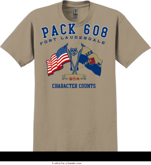 Character Counts Pack 608 * Pine Island District South Florida Council Florida CSA 608 PACK Fort Lauderdale PACK 608 T-shirt Design 