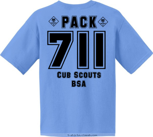 PACK 711 Cub Scouts BSA Pack 711 T-shirt Design 711 black on blue