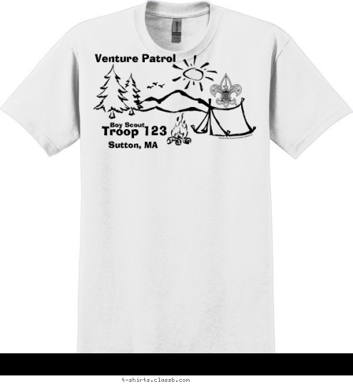 Venture Patrol Troop 123 Sutton, MA Boy Scout T-shirt Design 