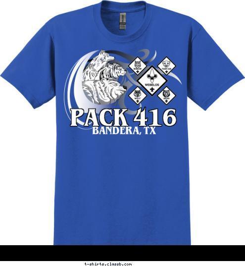 SPONSORED BY: BANDERA ELECTRIC COOPERATIVE PACK 416 BANDERA, TX T-shirt Design 