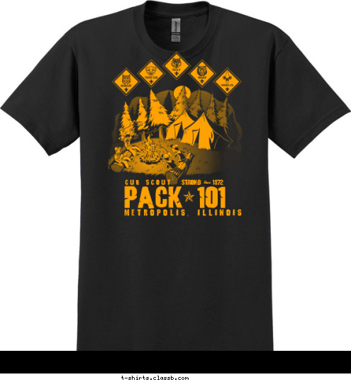 1972 Since Strong Cub Scout PACK 101 Metropolis, Illinois T-shirt Design 