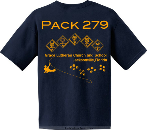 Pack 279 Jacksonville,Florida Cub Scout Pack Grace Lutheran Church and School Pack 279 Jacksonville, Florida Cub Scout Pack 279 T-shirt Design 