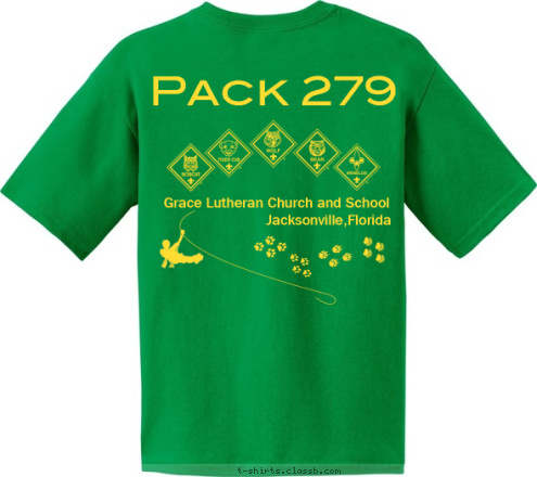 Pack 279 Jacksonville,Florida Cub Scout Pack Grace Lutheran Church and School Pack 279 Jacksonville, Florida Cub Scout Pack 279 T-shirt Design 