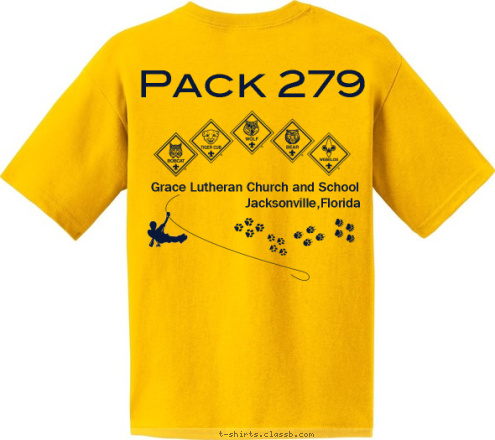 Pack 279 Jacksonville,Florida Cub Scout Pack Grace Lutheran Church and School Pack 279 Jacksonville, Florida Cub Scout Pack 279 T-shirt Design 