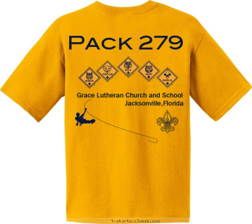 Pack 279 Jacksonville,Florida Cub Scout Pack Grace Lutheran Church and School Pack 279 Jacksonville, Florida Cub Scout Pack 279 T-shirt Design 