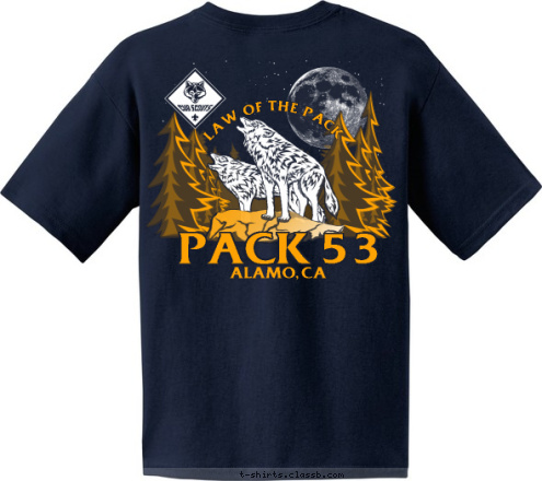 ALAMO, CA PACK 53 LAW OF THE PACK ALAMO, CA PACK 53 T-shirt Design 