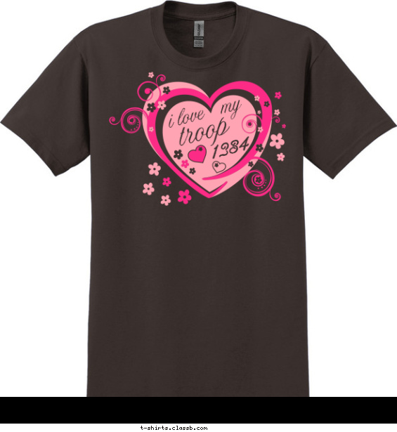 Heart and Flowers T-shirt Design