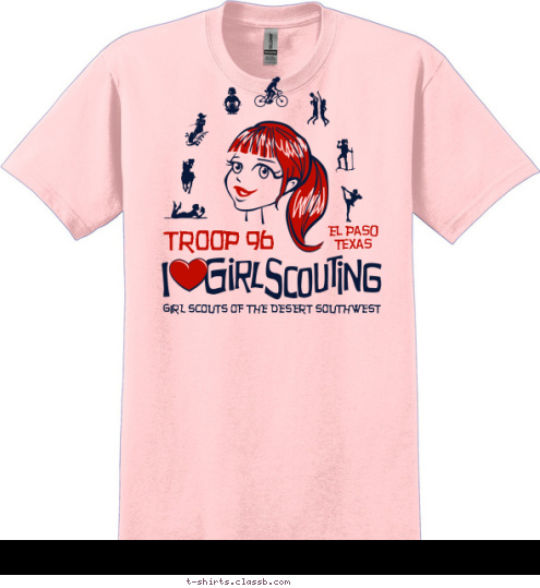 GIRL SCOUTS OF THE DESERT SOUTHWEST El Paso
Texas TROOP 96 T-shirt Design Girls Troop Shirt-Laurie