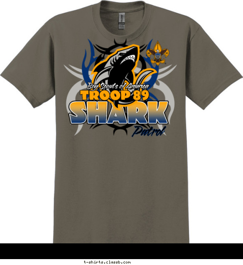 Boy Scouts of America TROOP 89 Patrol SHARK T-shirt Design 