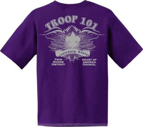 Louisburg, KS Louisburg, Kansas TROOP 101 TROOP 101 Twin
Rivers
 District Heart of
America
Council  T-shirt Design 