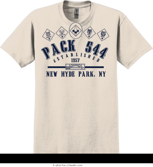 1957 PACK 544 NEW HYDE PARK, NY ESTABLISHED T-shirt Design 