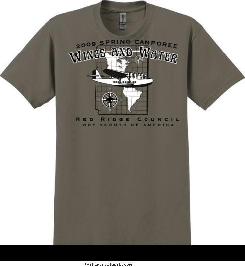 BOY SCOUTS OF AMERICA Red Ridge Council Wings and Water 2009 SPRING CAMPOREE T-shirt Design 