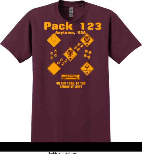 1. Camping
2. Derby Car Racing
3. BB Guns
4. Hiking
5. Fishing
6. Earning Awards
7. I look good in uniform
8. Games
9. New Friends
10. Did I mention Camping?
 On the Trail to the 
Arrow of Light Top 10 Reasons I'm a Cub Scout Pack 123 2012-13 Anytown, USA PACK 200 Moore, Oklahoma T-shirt Design 