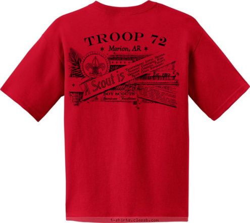 Est. 1910 TROOP 72 Marion, AR 1961
 Marion, AR ESTABLISHED TROOP 72  T-shirt Design 