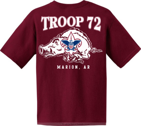 PREPARED. FOR LIFE. ANYTOWN, USA BOY SCOUTS OF AMERICA TROOP 123 TROOP 72 1961 EST. Marion, AR Marion, AR TROOP 72 T-shirt Design 