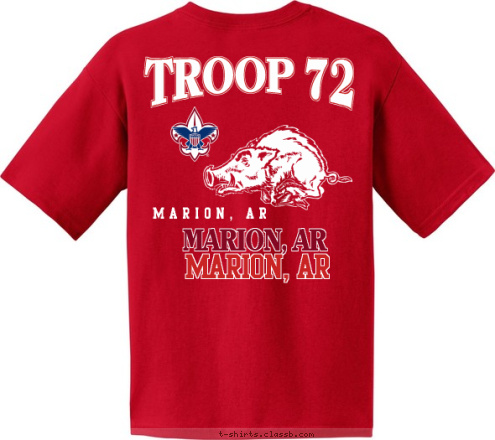 1961 MARION, AR EST. MARION, AR Marion, AR TROOP 72 TROOP 72 Marion, AR T-shirt Design 