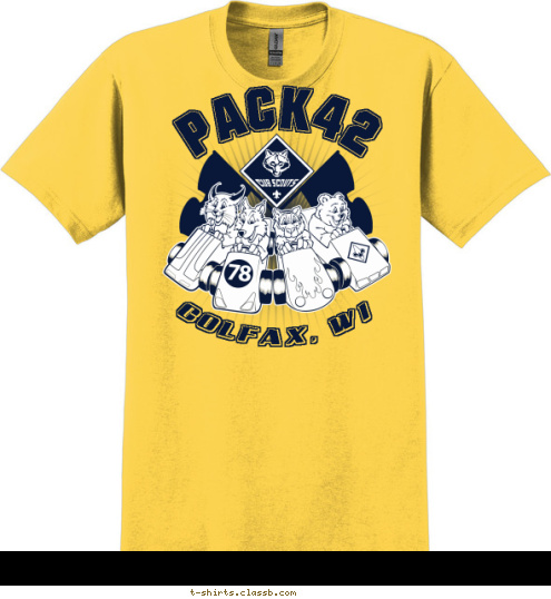 PACK42 COLFAX, WI T-shirt Design 