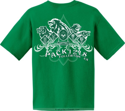 FULLERTON, CA PACK 1218 FULLERTON, CA 1218 K PAC T-shirt Design 