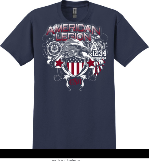 AMERICAN LEGION
 POST 1234
 ANYTOWN, USA 1234 USA T-shirt Design 