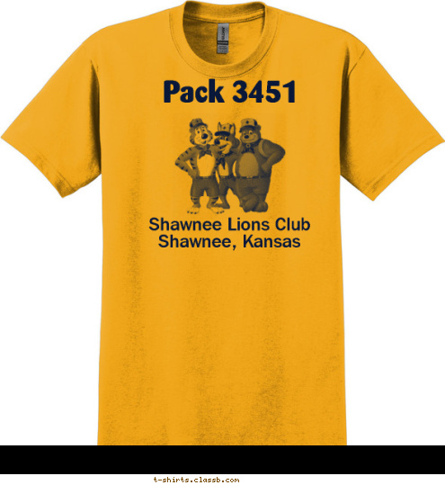 I, promise
to DO MY BEST
To do my DUTY to GOD
And my Country
To HELP other people, and
To OBEY the LAW of the Pack

 Shawnee Lions Club
Shawnee, Kansas Pack 3451 T-shirt Design 