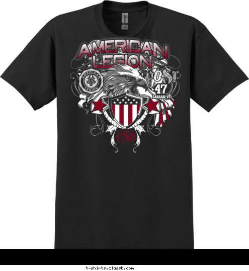 AMERICAN LEGION
 POST 1234
 CANAAN, VT 47 USA T-shirt Design 