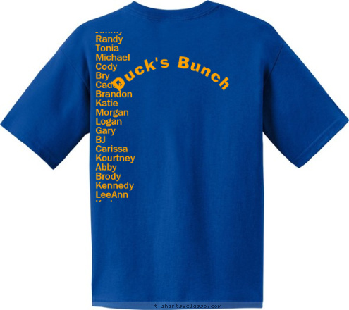 Fries--Sagner--Elliott
Favinger--McEwen--Miller--Foster Jimmy
Randy
Tonia
Michael
Cody
Bry
Caden
Brandon
Katie
Morgan
Logan
Gary
BJ
Carissa
Kourtney
Abby
Brody
Kennedy
LeeAnn
Kade
Kennison



 Why be
Normal? When you could be one of us! Bobbitt Reunion 
2009 We put the FUN in dysFUNctional!! Duck's Bunch T-shirt Design 