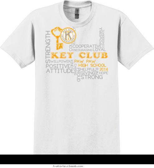 2014 HIGH SCHOOL PAW PAW KEY CLUB T-shirt Design 