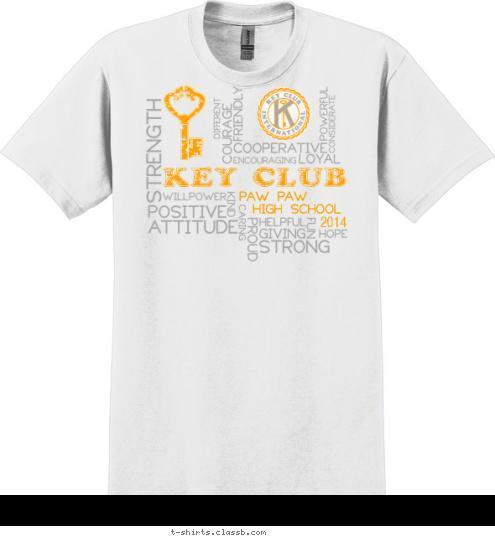 2014 HIGH SCHOOL PAW PAW KEY CLUB T-shirt Design 