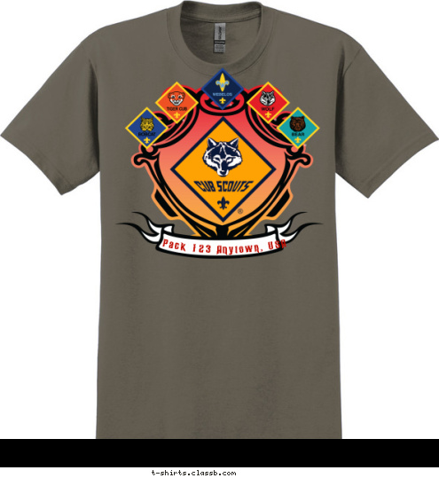 Pack 123 Anytown, USA T-shirt Design 