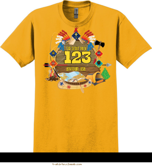 ANYTOWN, USA CUB SCOUT PACK 123 T-shirt Design 