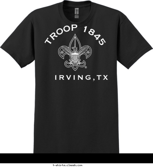 TROOP 1845 IRVING,TX T-shirt Design 