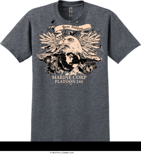 Marine Corp Hummer Globe and Eagle Head T-shirt Design