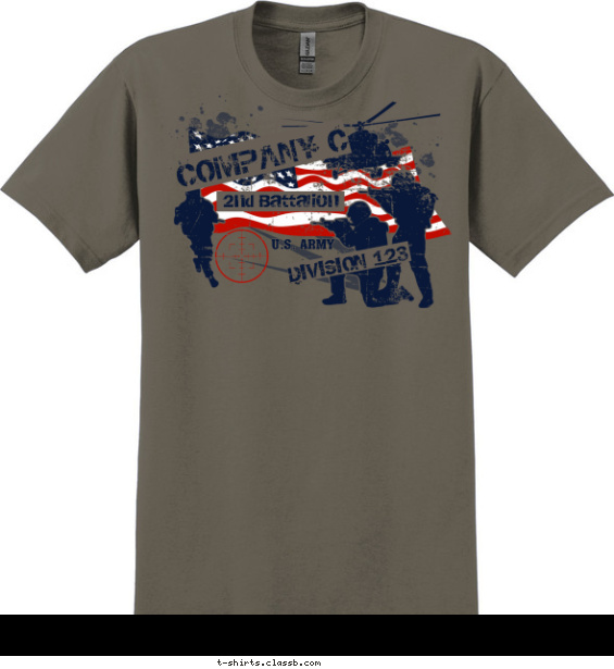 US Army Chopper and Soldiers with Flag T-shirt Design