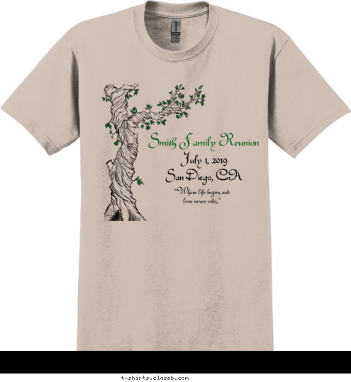 New Text Smith Family Reunion July 1, 2017 San Diego, CA T-shirt Design SP4800