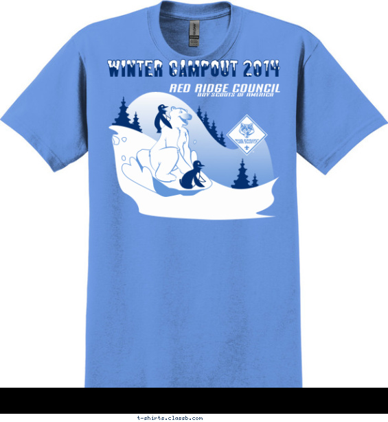 Bear and Penguins Sledding T-shirt Design