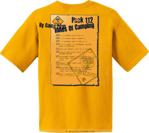 Rules Of Camping Family Camp 2010 Pack 112 T-shirt Design 