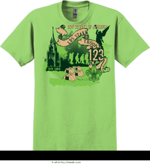 CITY, STATE 123 TROOP LDS STAKE BOY SCOUTS OF AMERICA T-shirt Design SP4783