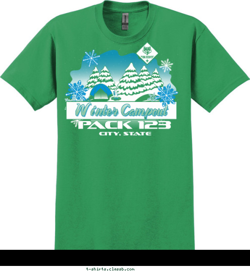 CITY, STATE Pack 123 Winter Campout T-shirt Design SP4788