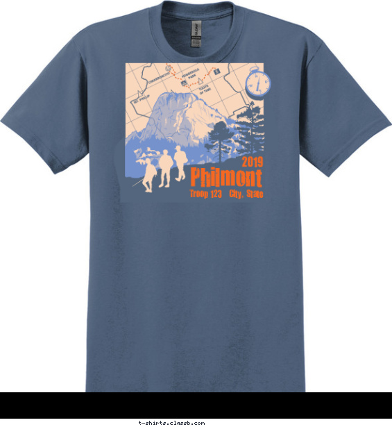 Philmont, Tooth of Time, Hikers, Compass, Map T-shirt Design