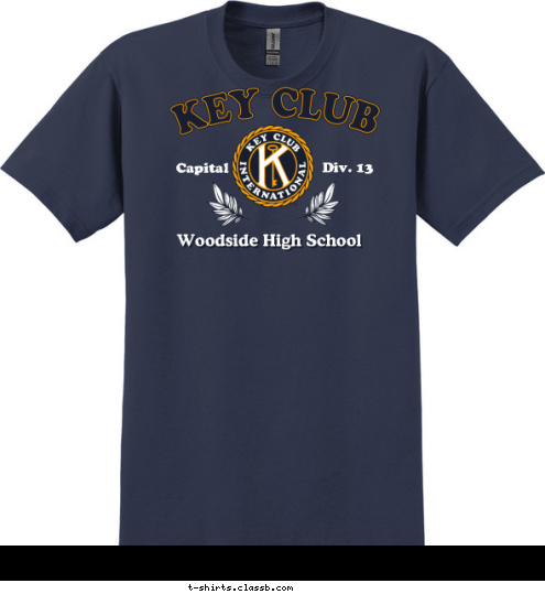 Woodside High School Div. 13 Capital T-shirt Design 